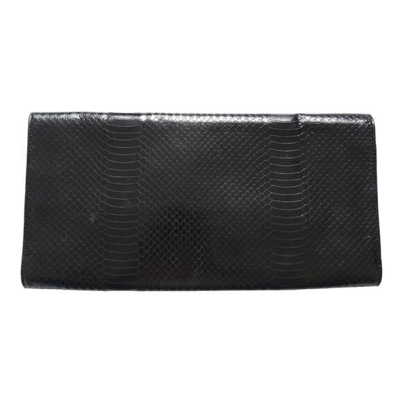 NEW Lauren Ralph Lauren Banbury Snake Envelope Clutch Black Evening - Picture 4 of 10